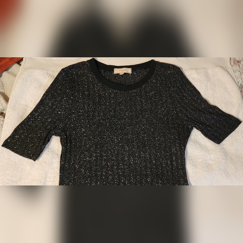 Black Glitter Ribbed Dress - Picture 3 of 4